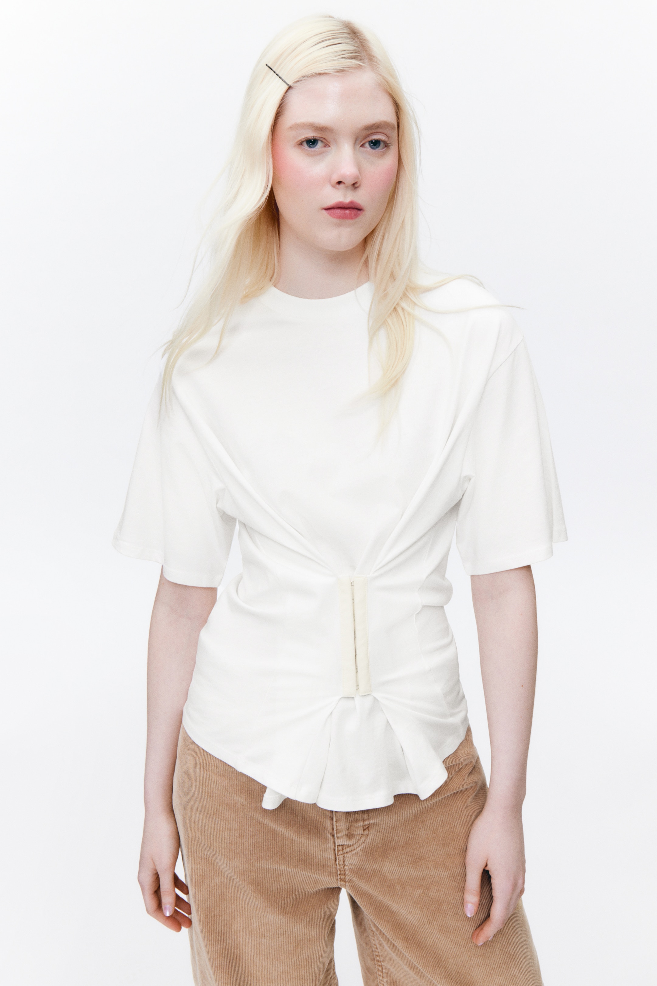 View larger image: Short-Sleeved Cinched Top - White - Ladies | H&M GB 1