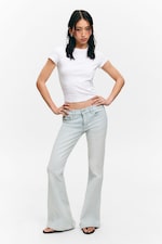 Sky Blue - Light Blue - Cheri Low Waist Flared Jeans - 0