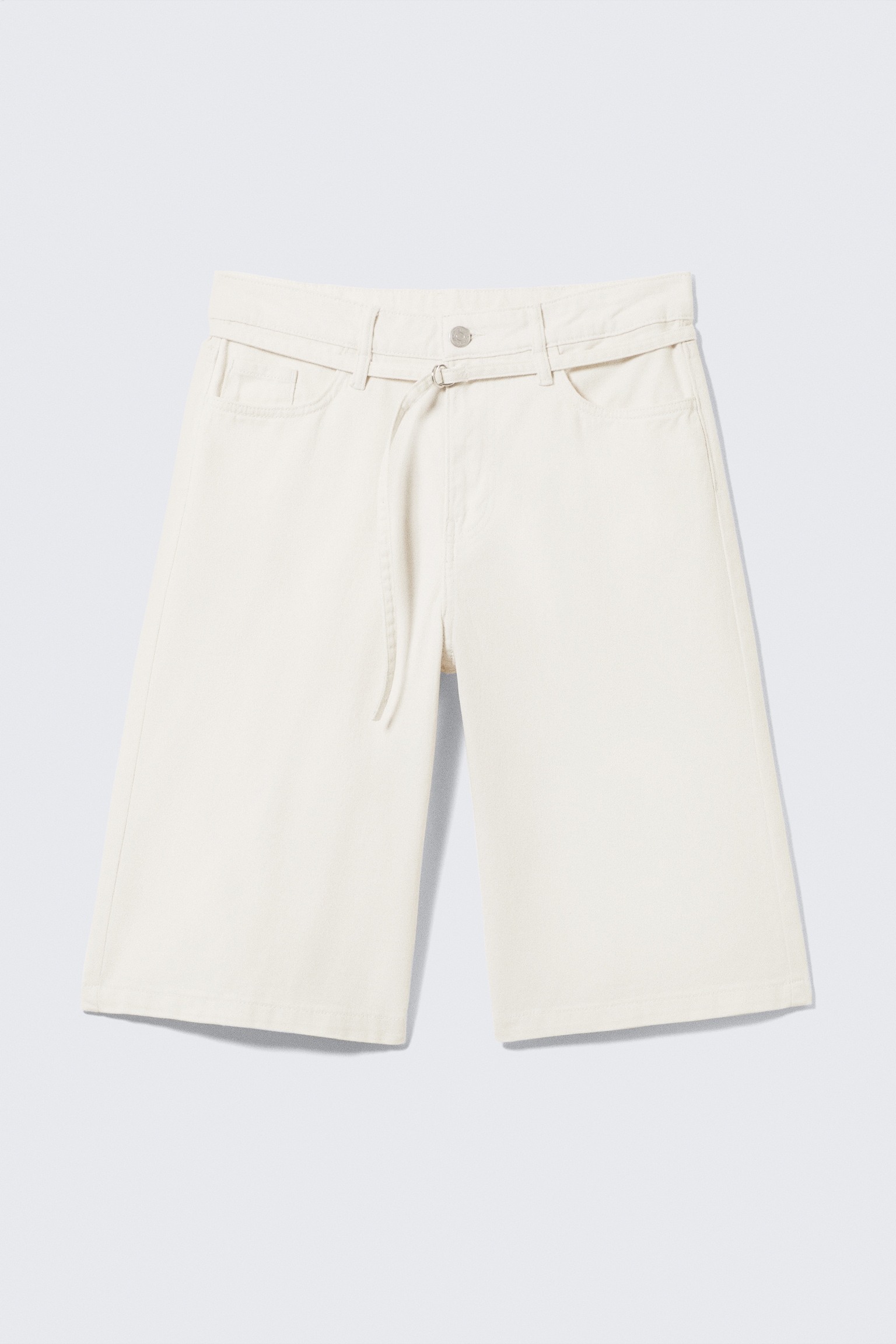 Low Rise Cargo Cotton Twill Jorts - Off-white/Dark Brown/Black - 2
