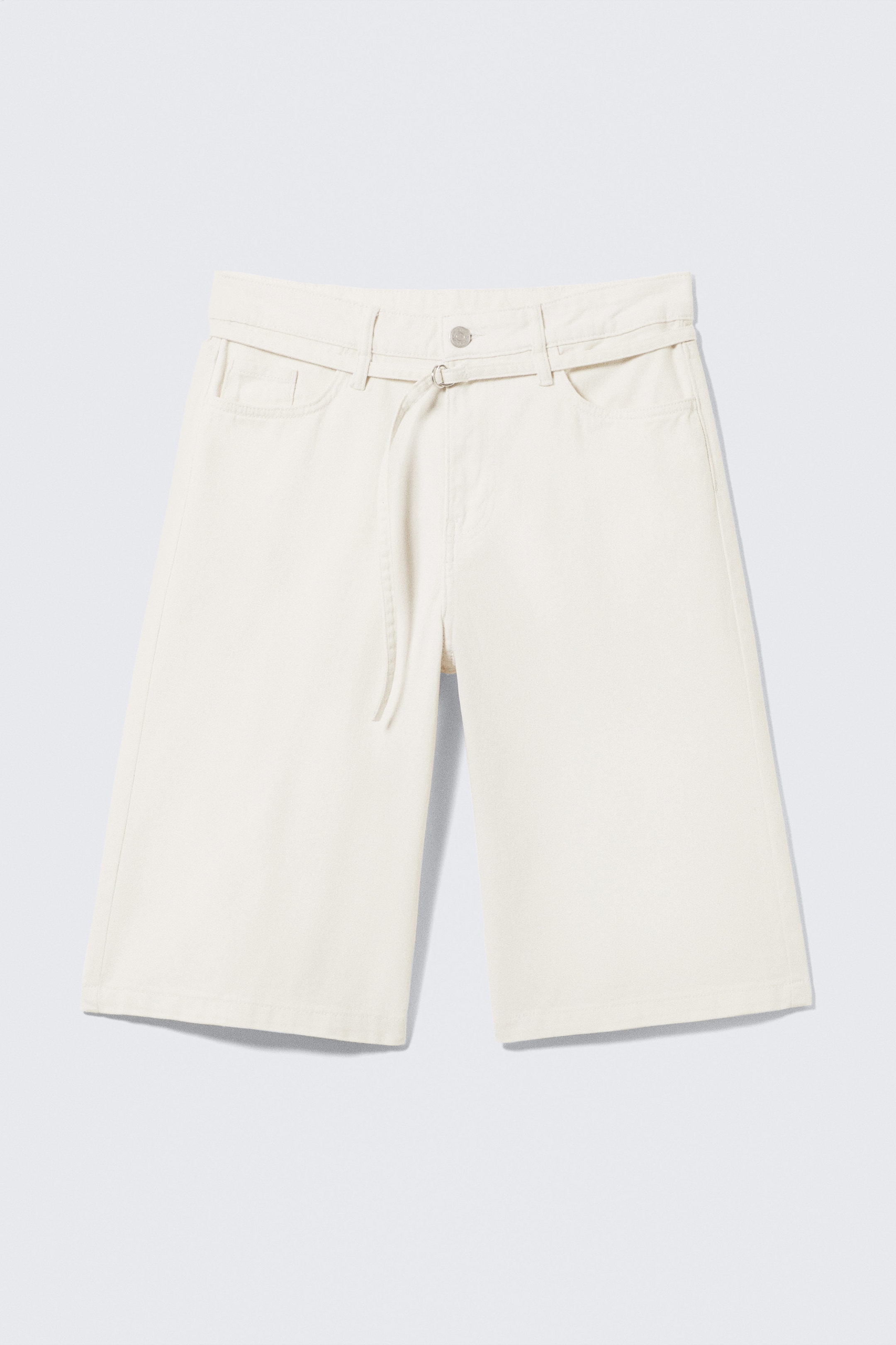 Gebroken wit - Cargo jort van katoenen keperstof met lage taille - 0