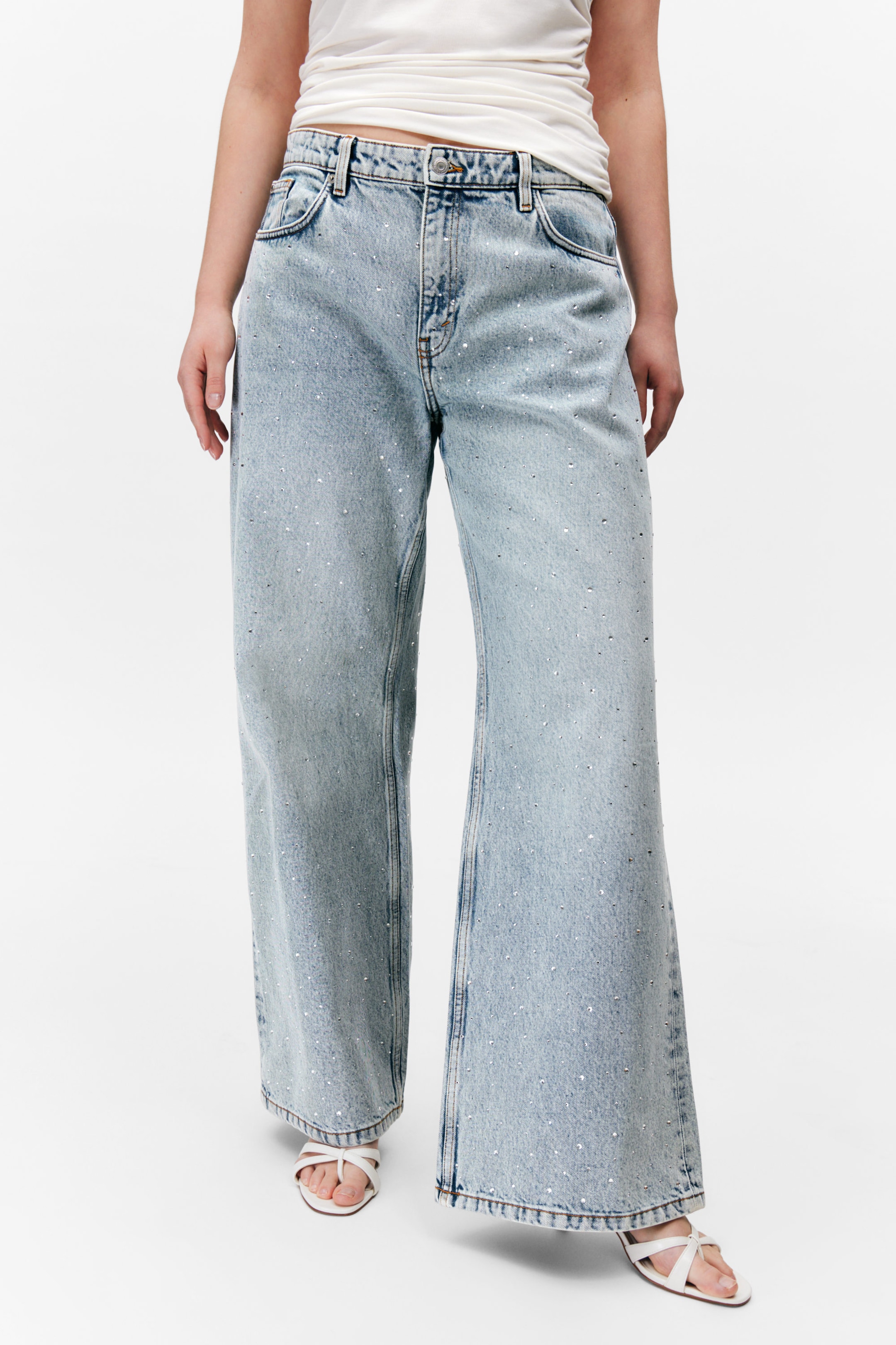 Venice Blue - Light Blue - Paz Mid Straight Embellished Jeans - 2