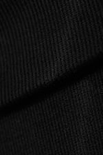 Black - Ribbed Fold-over Waist Flared Trousers - 1