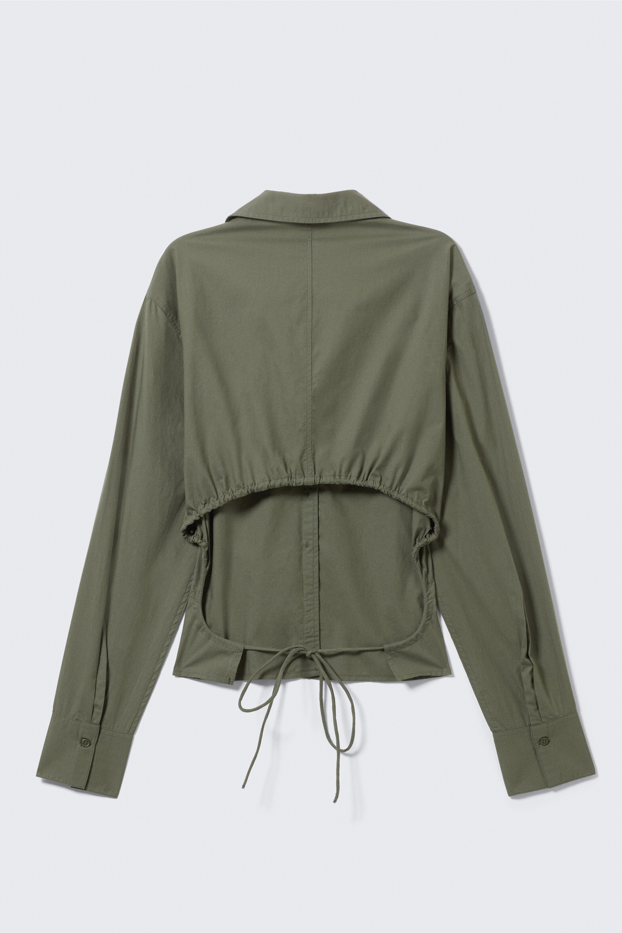 Grösseres Bild ansehen: Verkürztes Hemd mit offenem Rücken - Dunkles Khakigrün - DAMEN | H&M CH 5