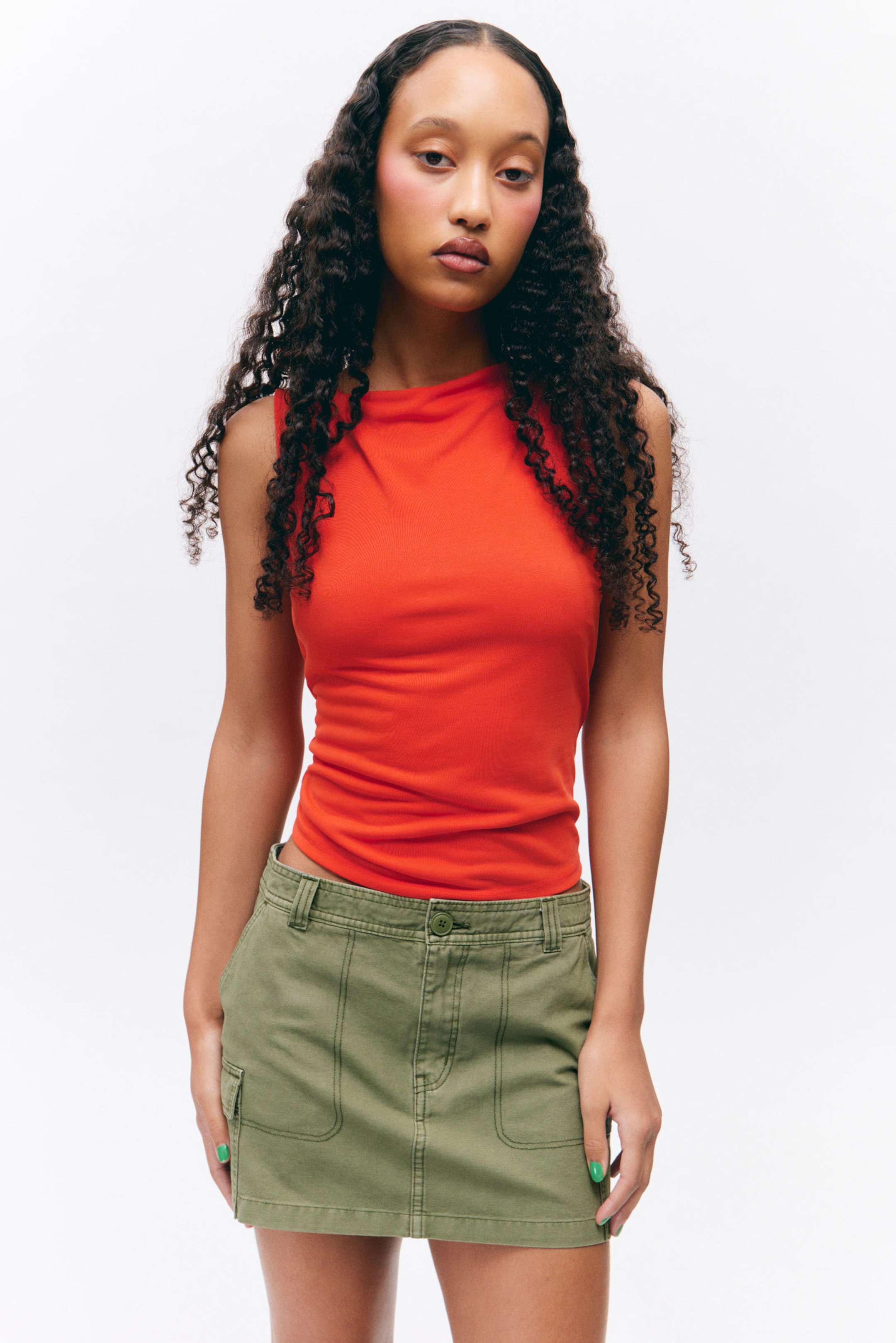 Bright Orange - Super soft sleeveless boatneck top - 1