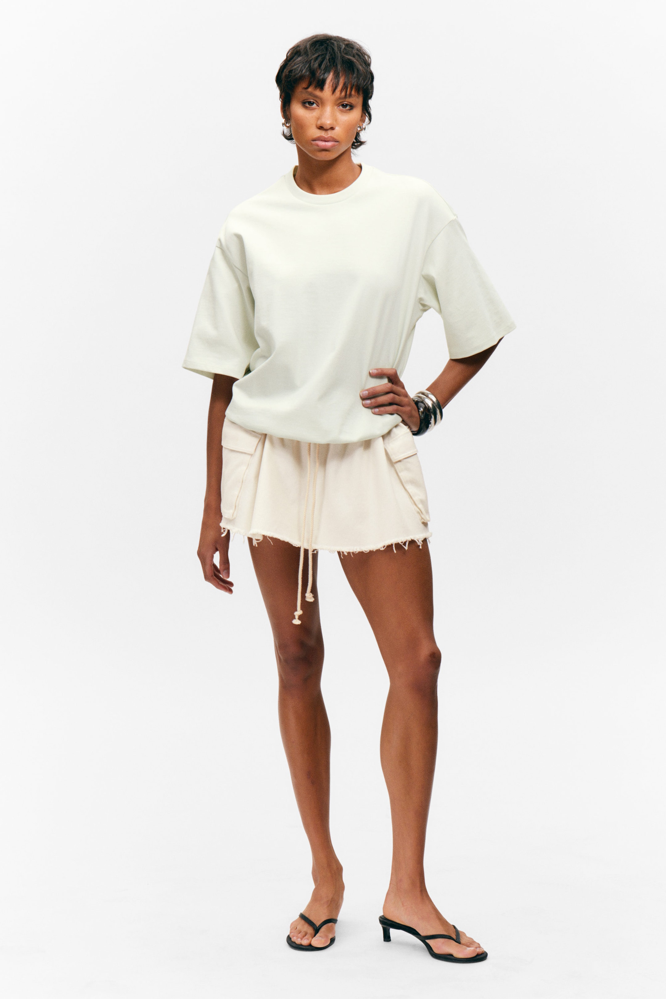 Light Dusty Green - Heavyweight Boxy Cotton T-Shirt - 1