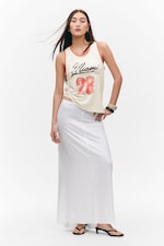 White - Flowy High-Low Maxi Skirt - 0