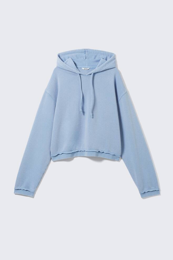 Sudadera de pijama cropped de felpa con capucha - Azul claro empolvado/Gris jaspeado - 1