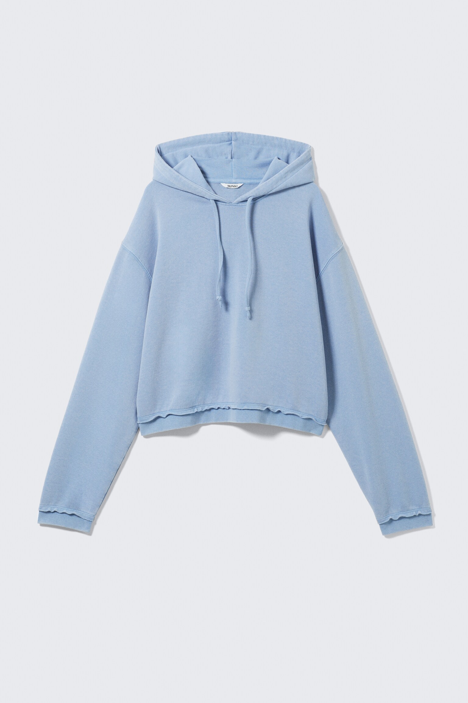 Cropped Terry Pyjama Hoodie - Dusty Blue/Grey Melange - 2