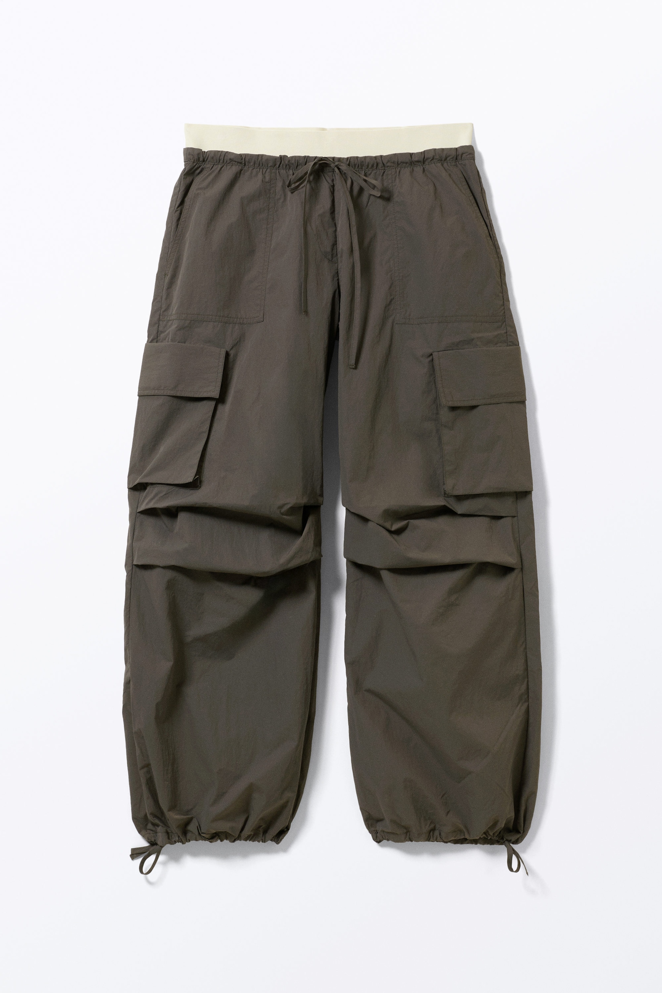 Dark Grey - Loose Nylon Cargo Trousers - 0