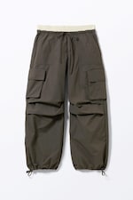 Dark Grey - Loose Nylon Cargo Trousers - 0