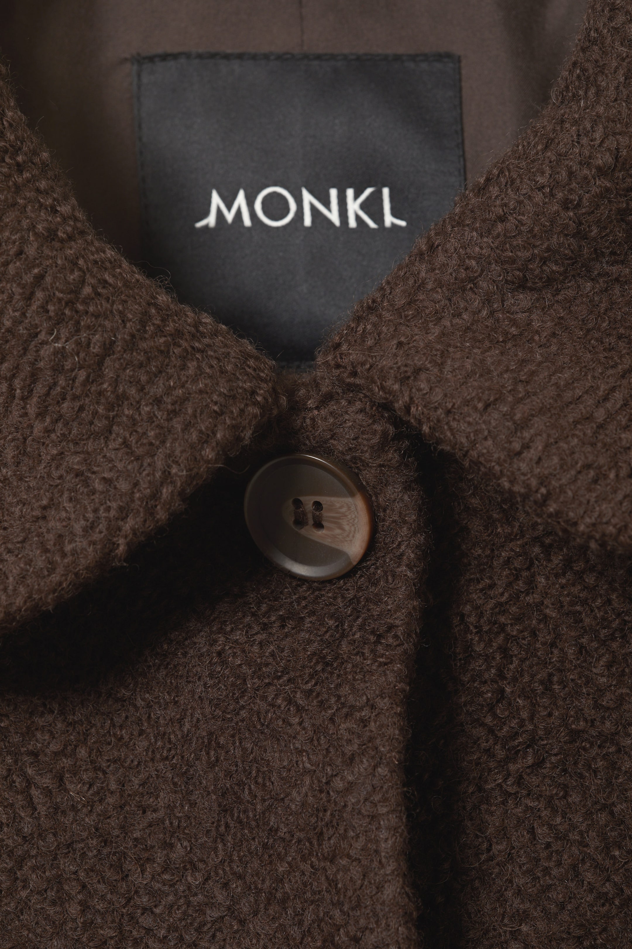 Dark Brown - Single-breasted Wool Blend Jacket - 1