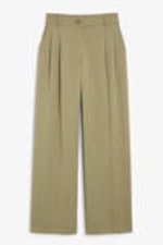 Kaki - Broek met wijde pijpen - 0