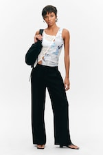 Black - Low waist wide leg tailored trousers - 0