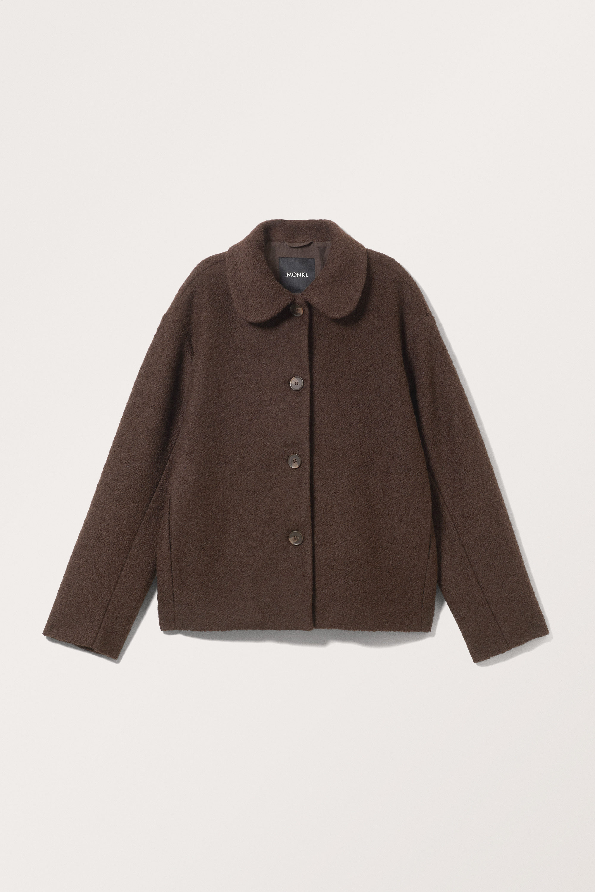 Dark Brown - Single-breasted Wool Blend Jacket - 4