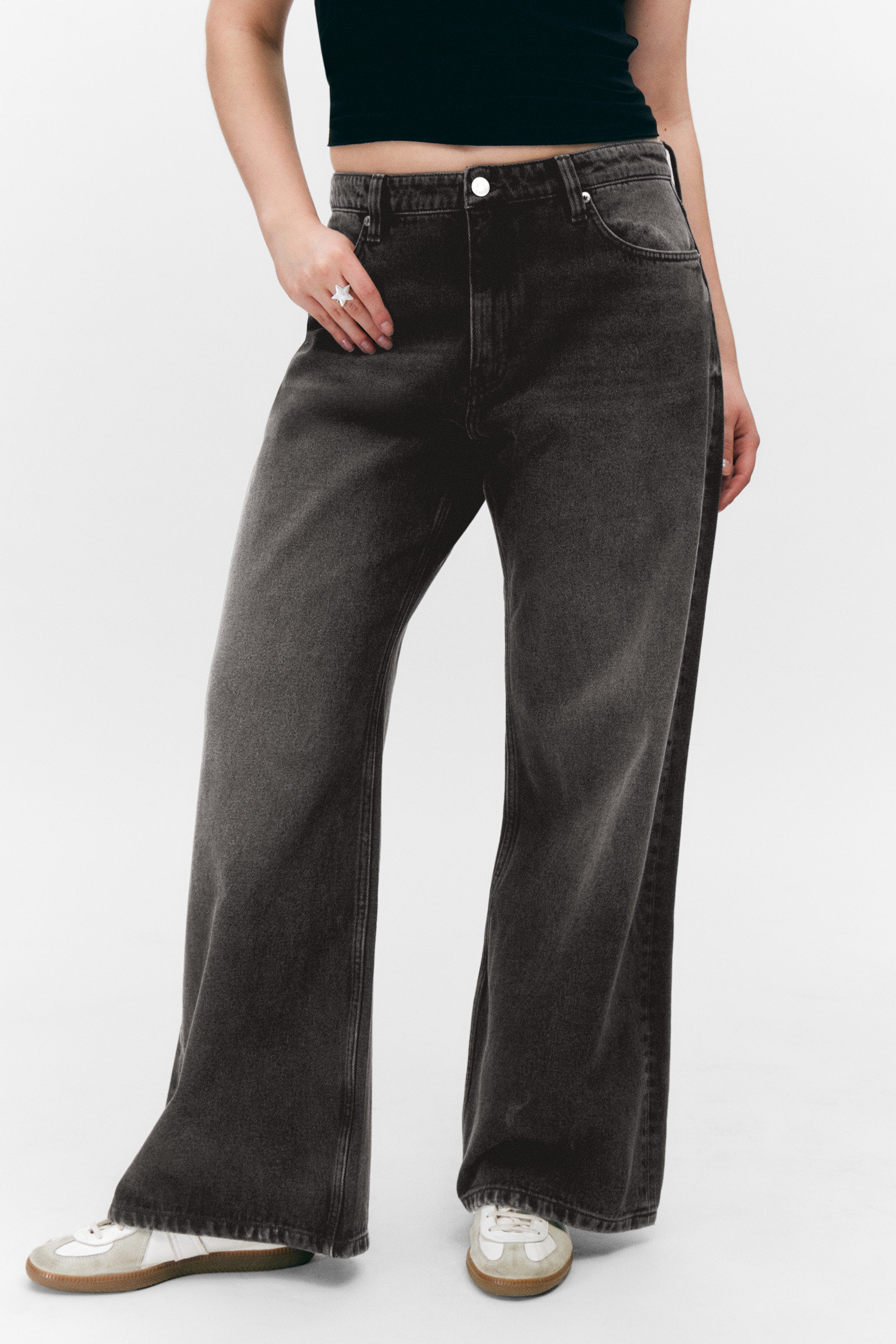 Washed Black - Paz Mid Wide Jeans - 2