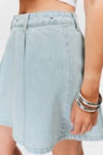 Sky Blue - Ljusblå - Amber High Waisted Circle Midi Denim Skirt - 2