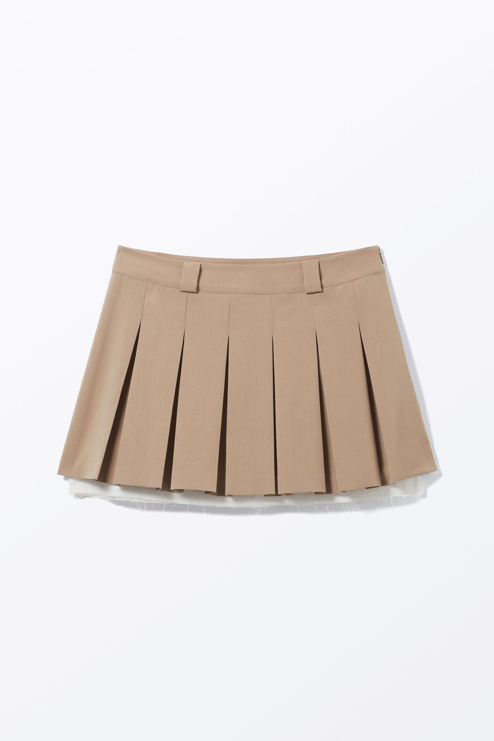 Monica check pleats mini skirt beige S andmary Monica check pleats