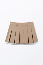 Dusty Beige - Low Pleated Mini Skirt - 4