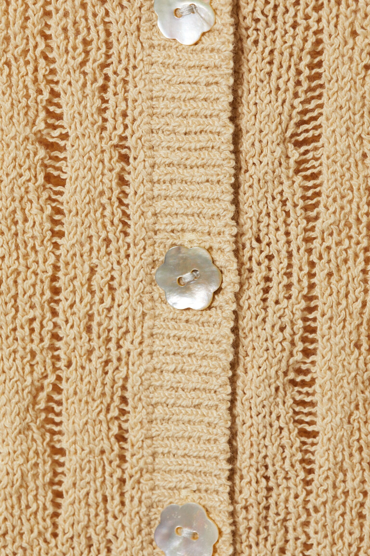 Cárdigan ajustado de punto de manga larga - Beige/Marrón oscuro - 4