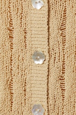 Beige - Fitted Long-Sleeved Knitted Cardigan - 1