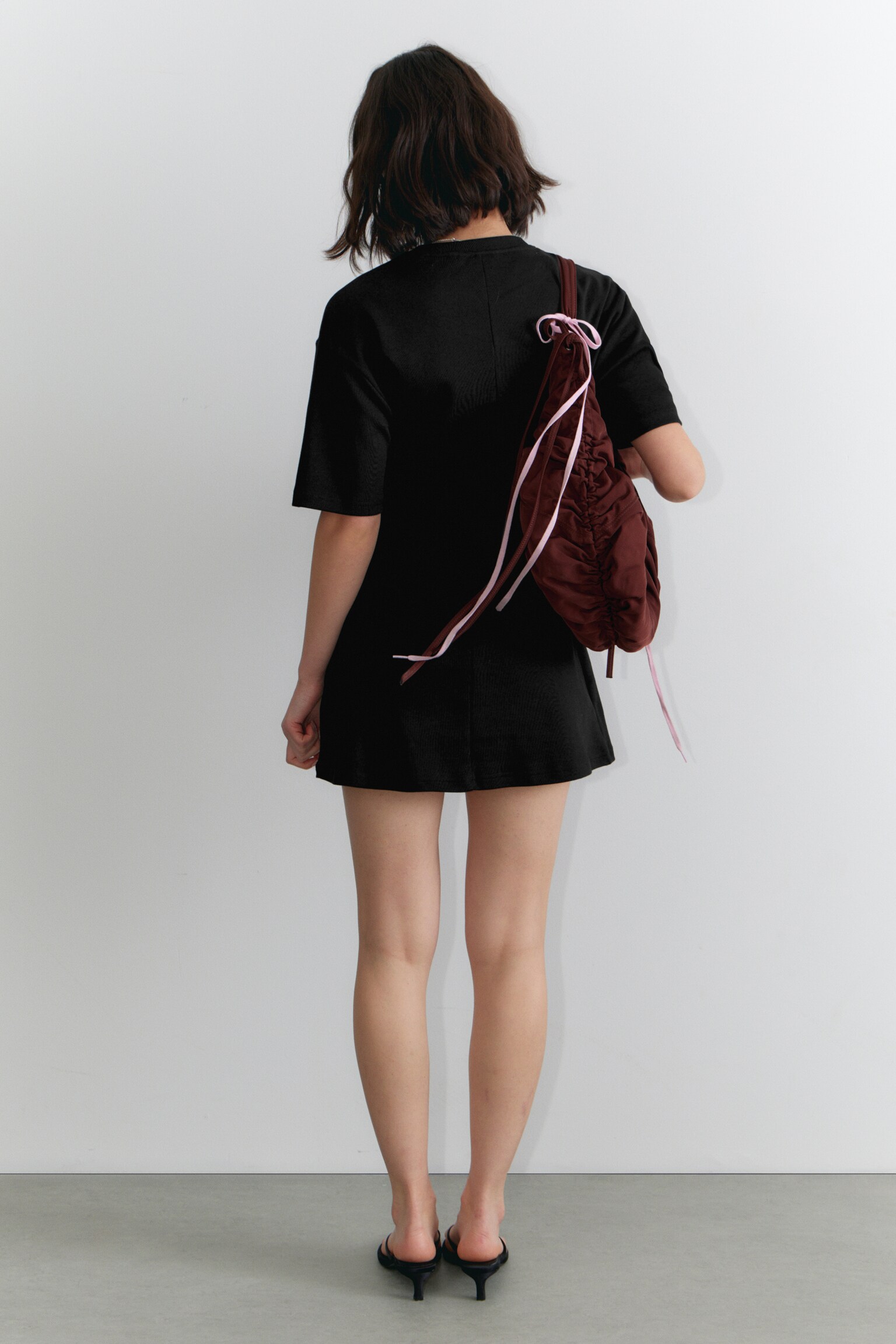 Structured Mini T-shirt Dress - Black/White/Blue - 4