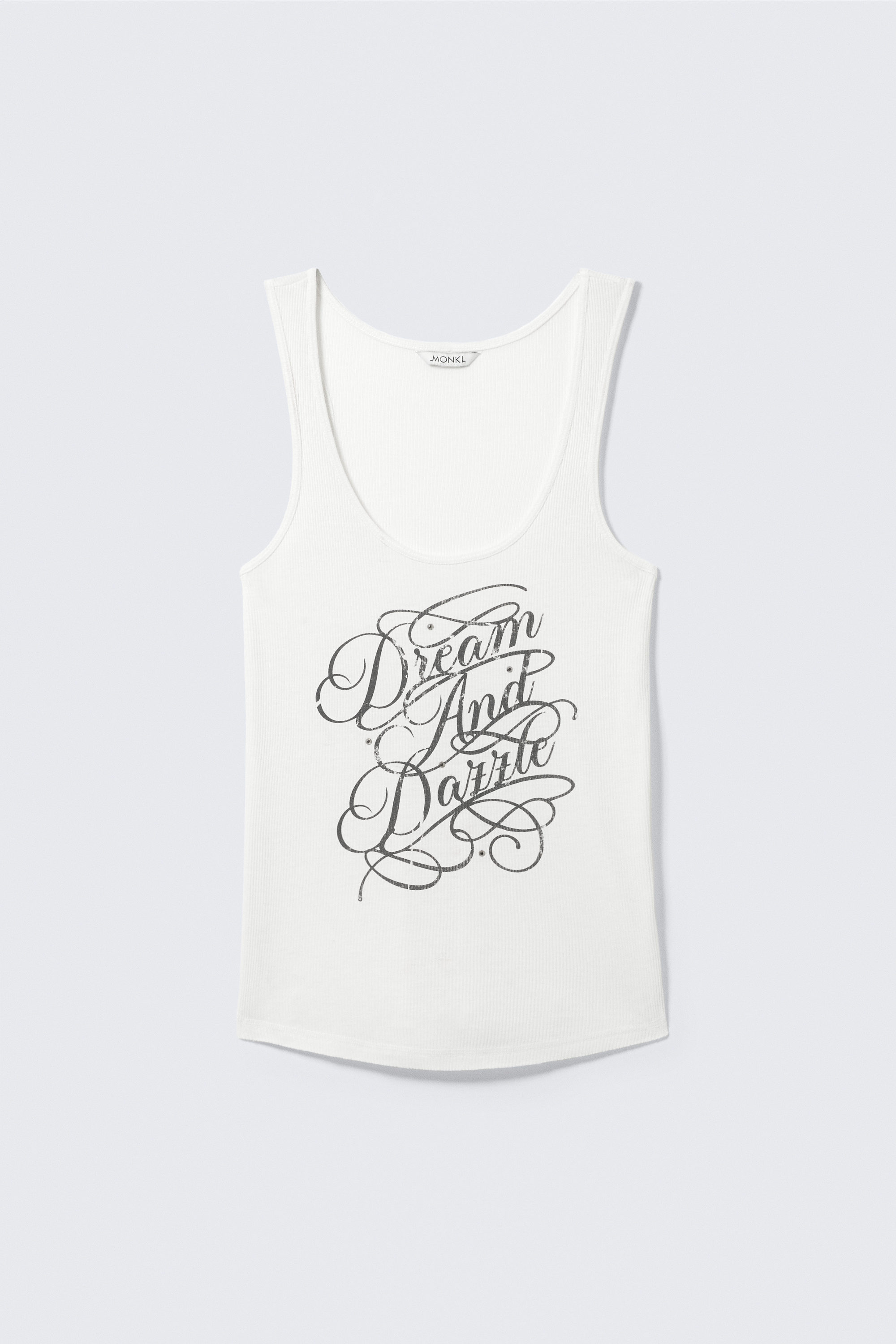 Weiß - "Dream & Dazzle" - Bedrucktes, figurbetontes Tanktop - 3