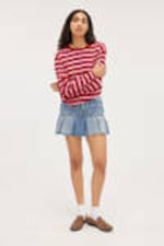 Red & Light Pink Stripe - Boxy Sleeve T-Shirt - 1