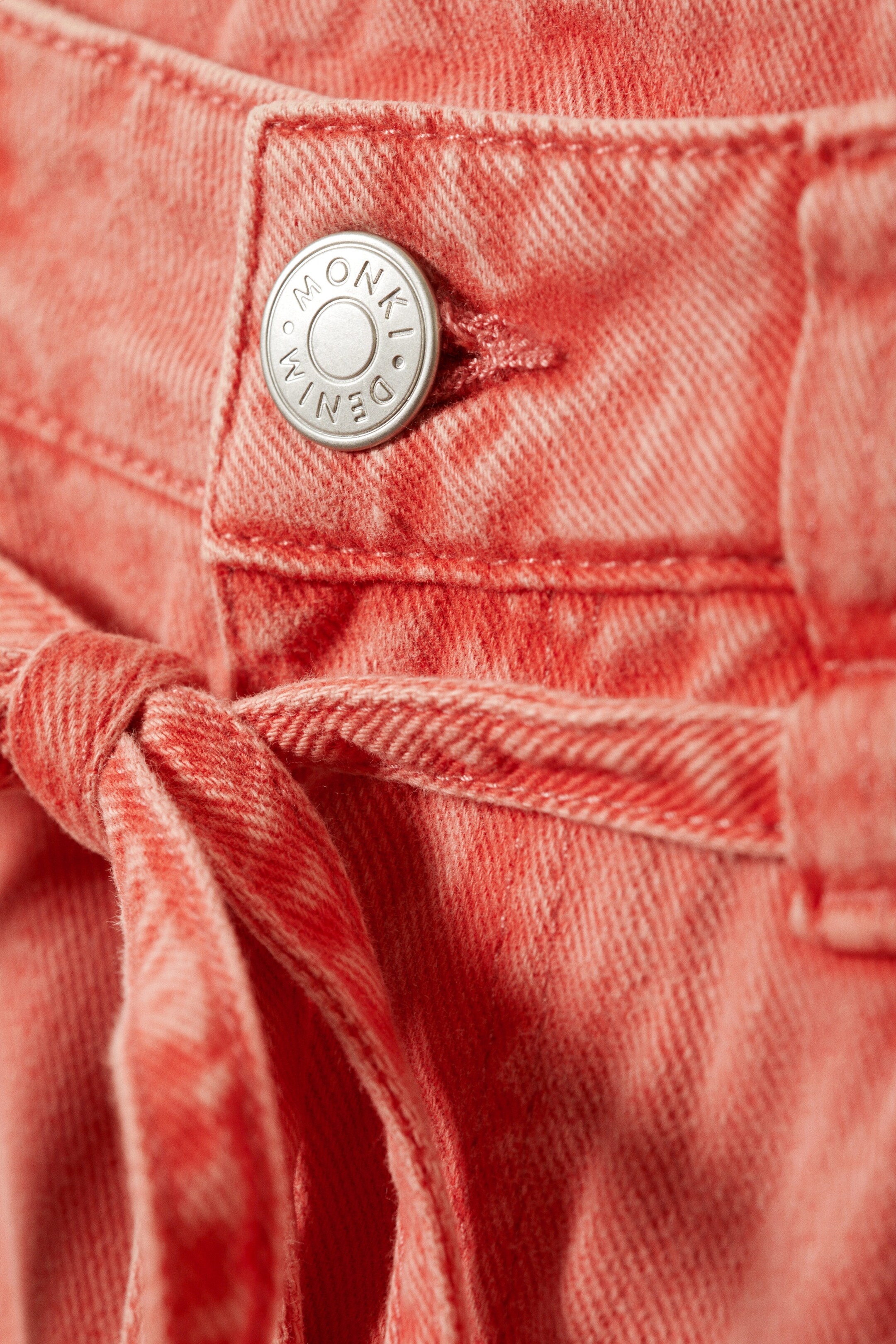 Dusty Red Overdye - Low Waisted Relaxed Twill Trousers - 1