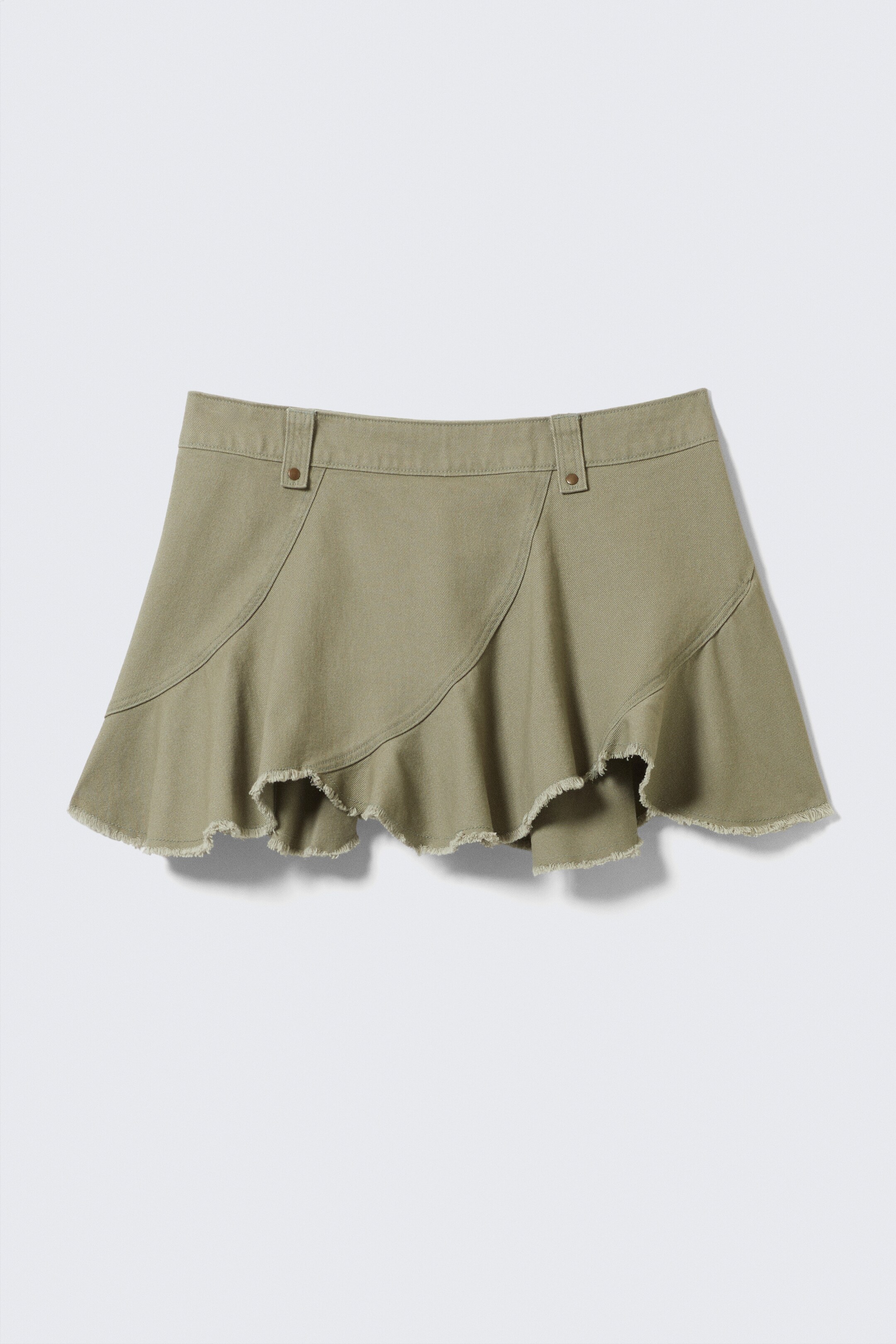 Visualizza immagine più grande: Minigonna asimmetrica in twill con orlo sfrangiato - Verde kaki - DONNA | H&M IT 5