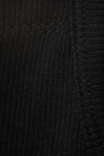 Schwarz - Verkürztes, geripptes Tanktop - 1