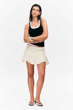 Off-white - Frayed Asymmetric Mini Twill Skirt - 0