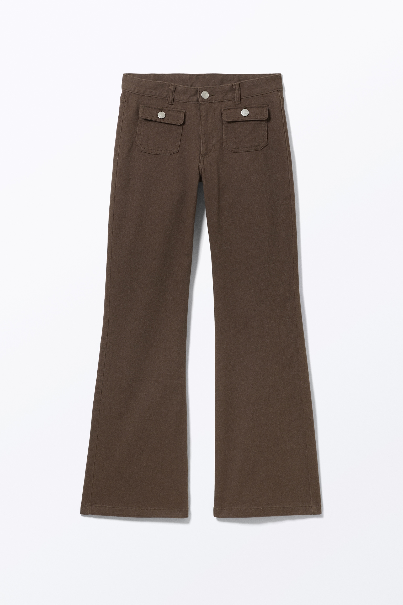 Niedrig taillierte Bootcut-Hose aus Twill - Dunkelbraun/Schwarz/Hellbeige/Khakigrün - 2