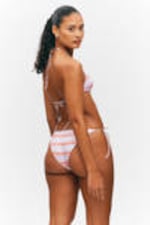 Purple & Red Stripes - Strappy Printed Bikini Bottoms - 2