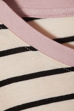 Black & Dusty White - Stripe - Boxy Sleeve T-Shirt - 1