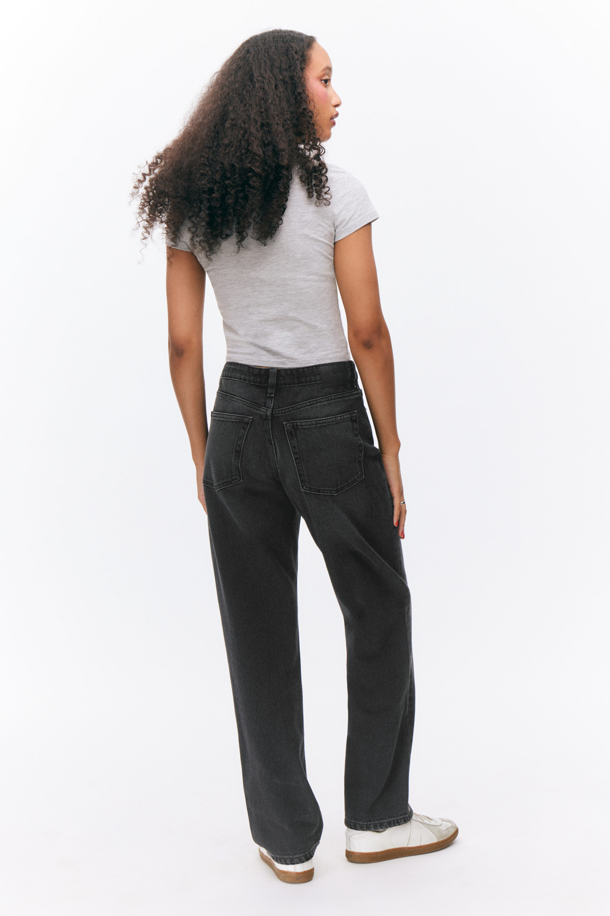 Midnight Black - Black - Aimo Mid Straight Jeans - 4