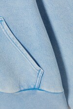 Washed Light Blue - Cropped Zip Hoodie - 1