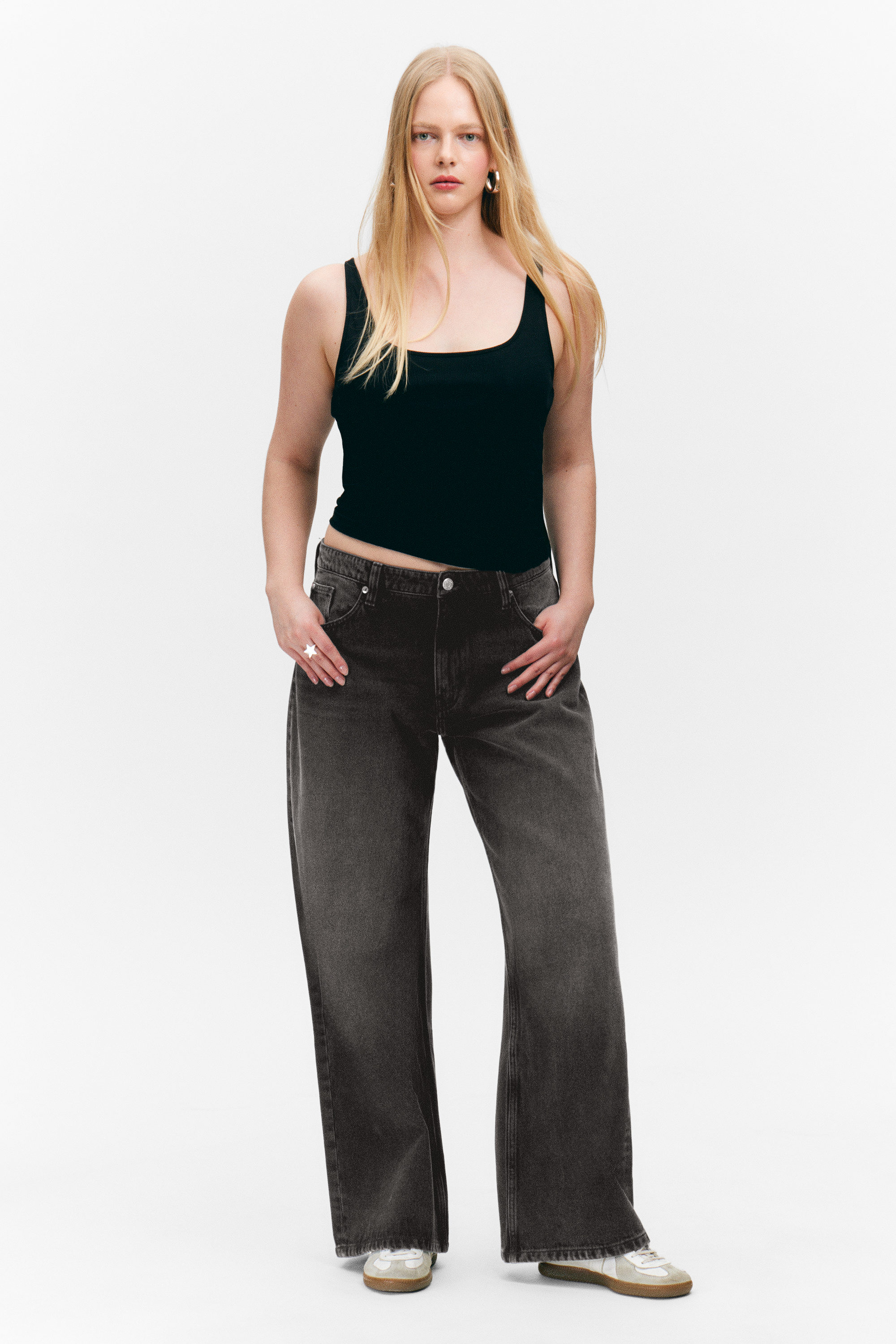 Washed Black - Paz Mid Wide Jeans - 1