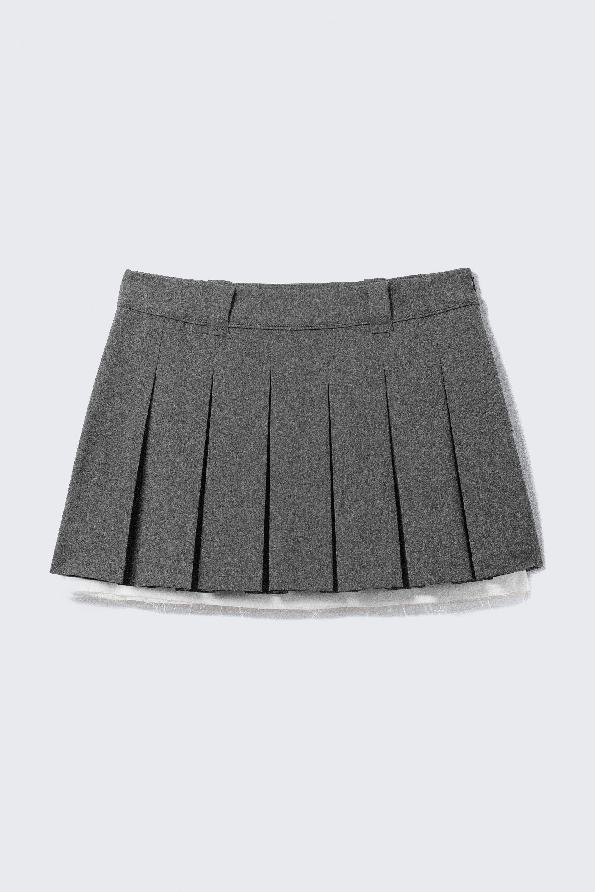 Dark Grey - Low Pleated Mini Skirt - 1