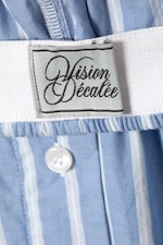 Randig Blå - Byxor med vida ben i bomulls-twill - 7