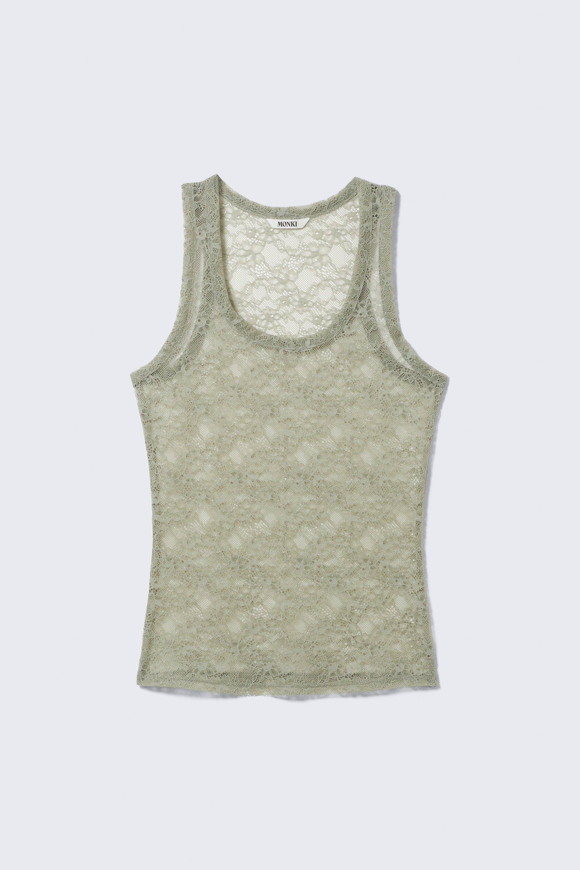 Khakigrün - Transparentes Spitzen-Tanktop - 4