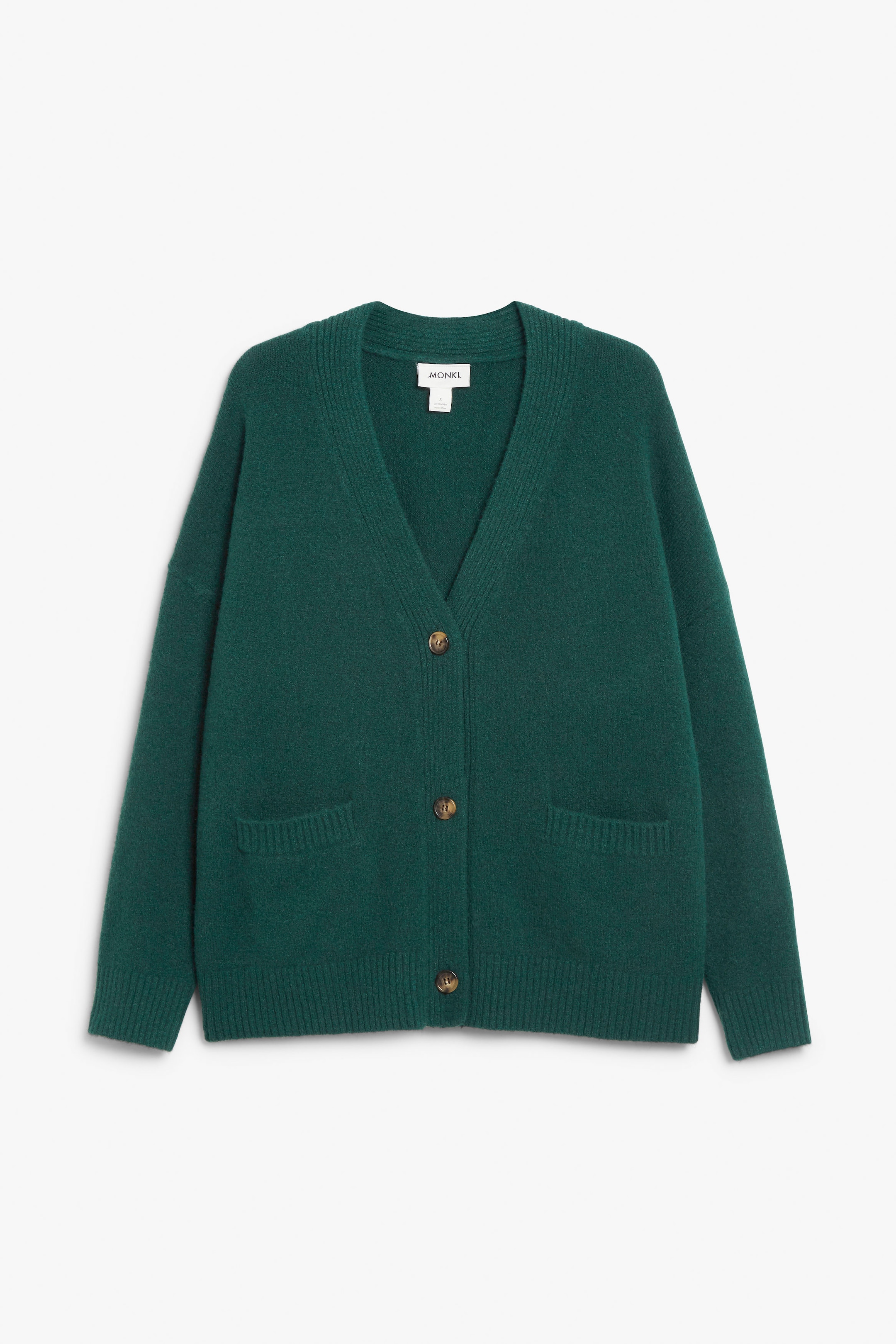 Dark green - Dark green relaxed knitted cardigan - 0