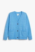 Light Blue - Relaxed knitted cardigan - 0