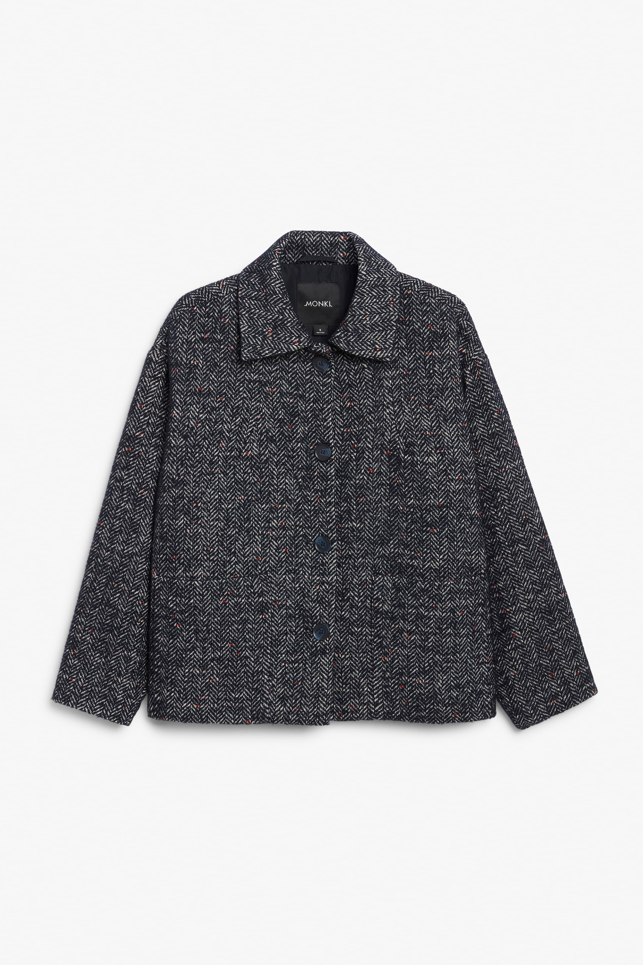 Grotere afbeelding bekijken: Structuurgeweven jack - Donkerblauw met visgraat - DAMES | H&M NL 1