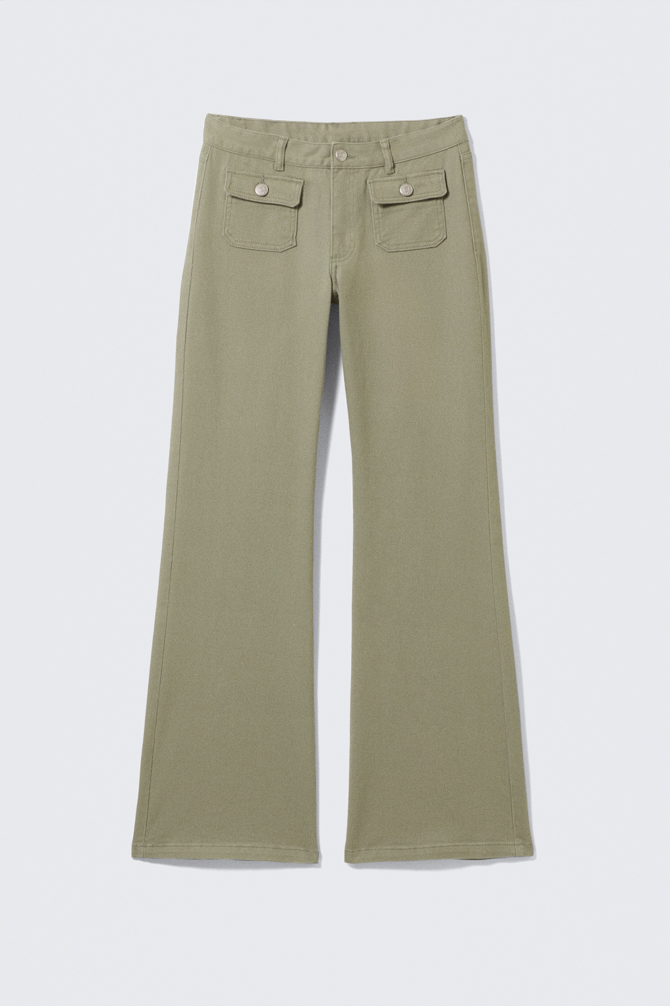 Visa större bild: Bootcut-byxor i twill med låg midja - Khakigrön - DAM | H&M SE 5