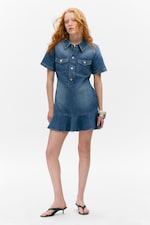 Sunset Blue - Dark Blue - Denim Tunic Mini Dress - 0