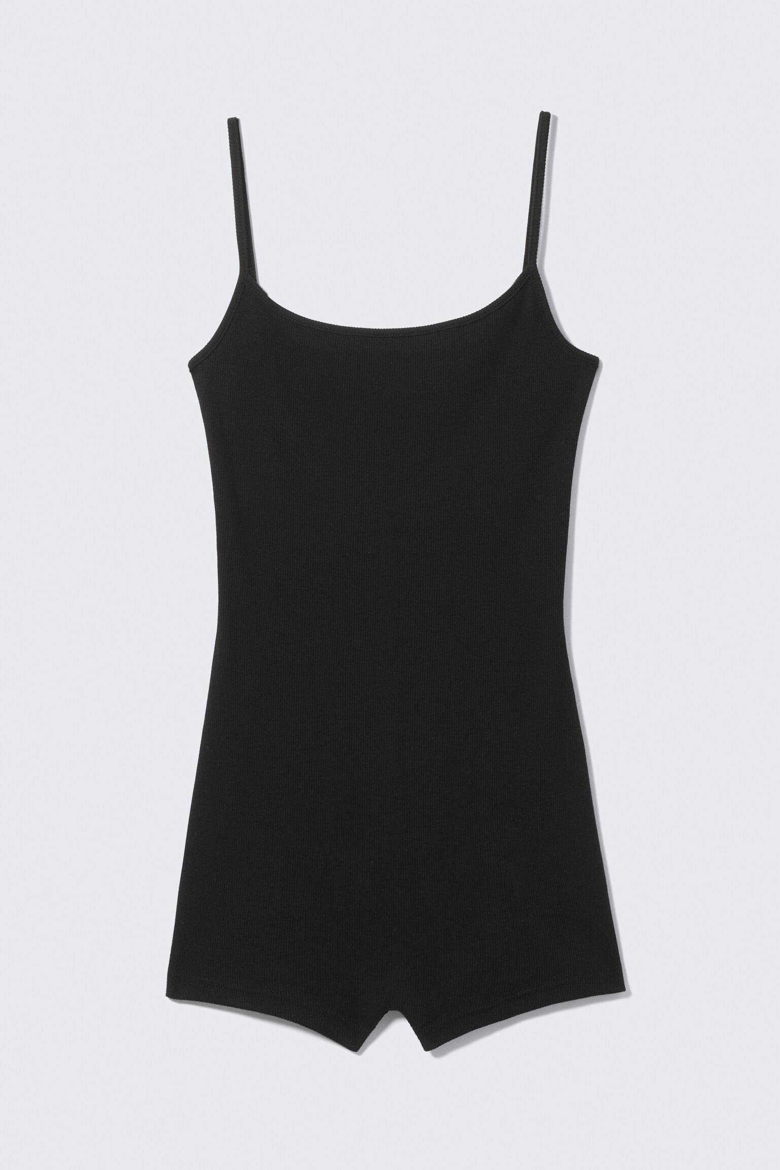 Ribbed Fitted Jumpsuit - Black/Off-white - 2