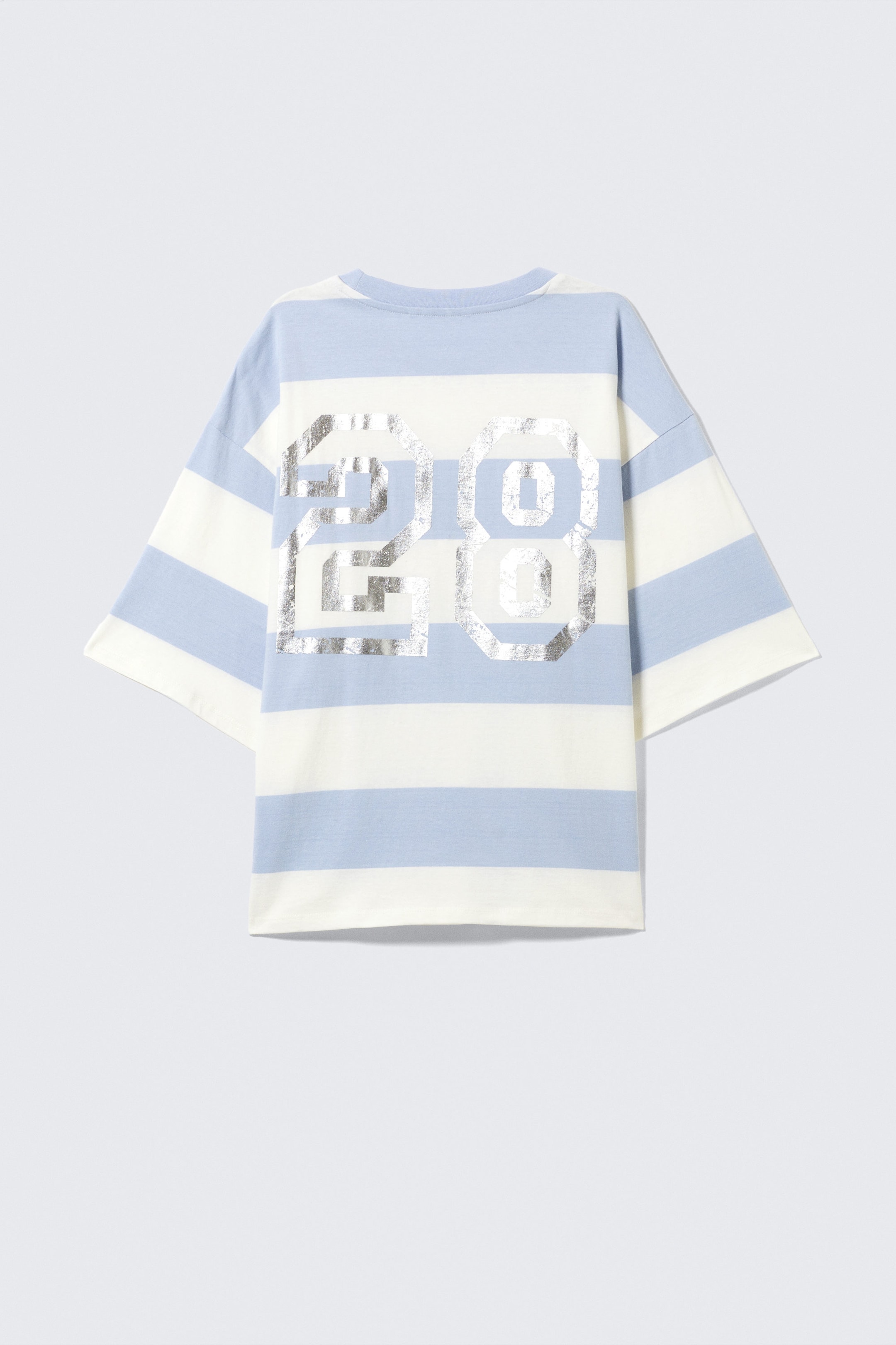 Light Blue & White Stripe - 28 - Boxy Fit Printed T-Shirt - 5