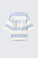 Light Blue & White Stripe - 28 - Boxy Fit Printed T-Shirt - 5