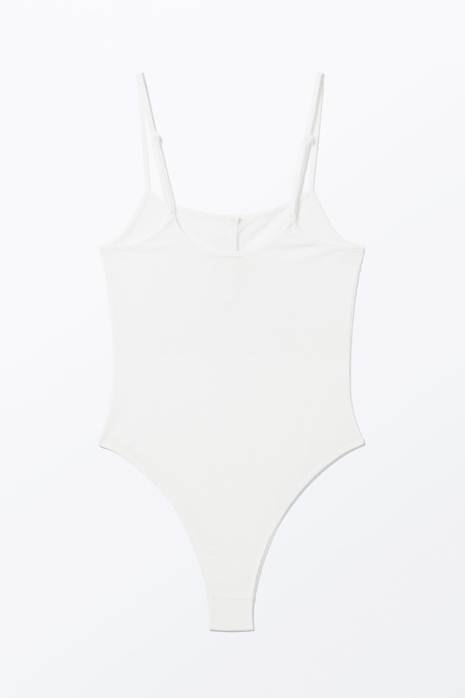 Ribbed Bodysuit - White - 3
