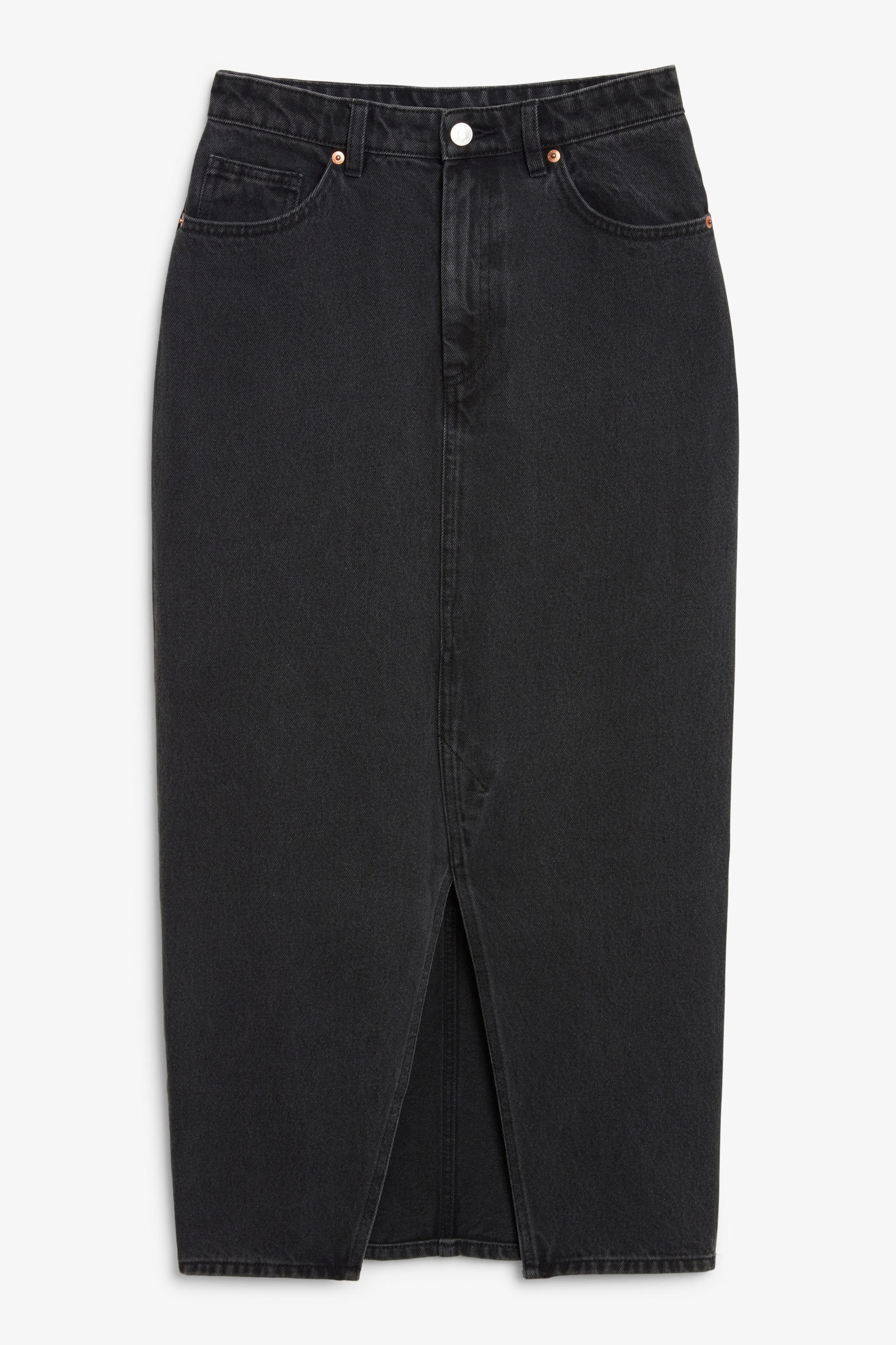 Black dark - Midi denim skirt - 0